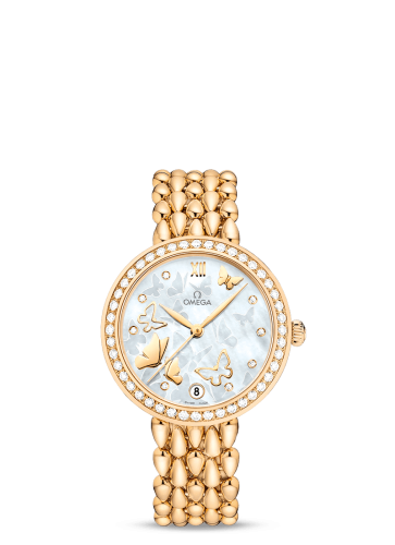 Omega De Ville Prestige Dewdrop Co-Axial 32.7 Yellow Gold / MOP Butterfly / Diamond / Bracelet